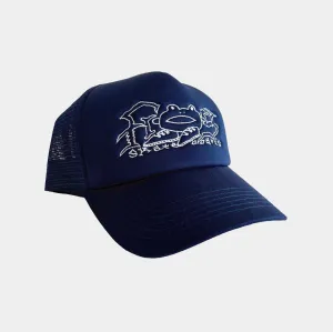 FROG BIG SHOES TRUCKER HAT - NAVY