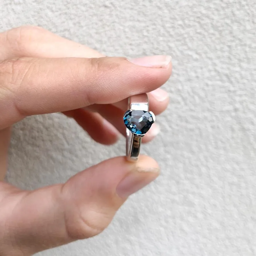 Gempower Tri-Cut Stacker Ring - Sterling Silver / London Blue Topaz