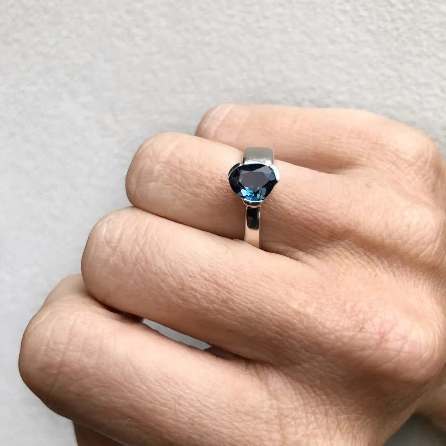 Gempower Tri-Cut Stacker Ring - Sterling Silver / London Blue Topaz