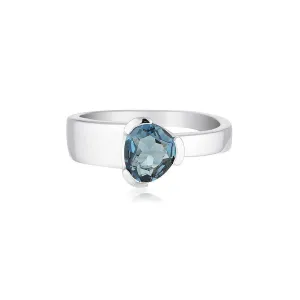 Gempower Tri-Cut Stacker Ring - Sterling Silver / London Blue Topaz
