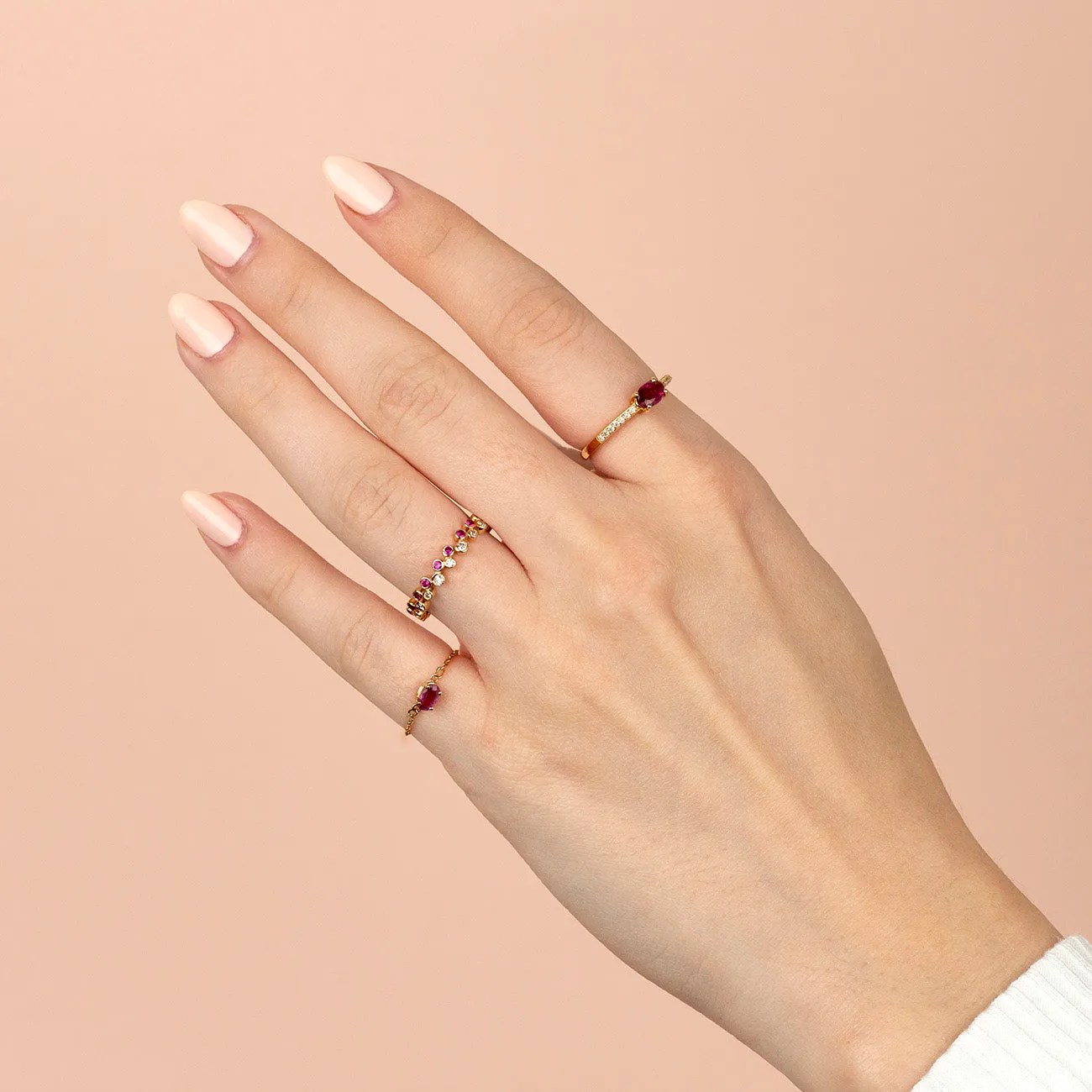 Gemstone Chain Ring 14K