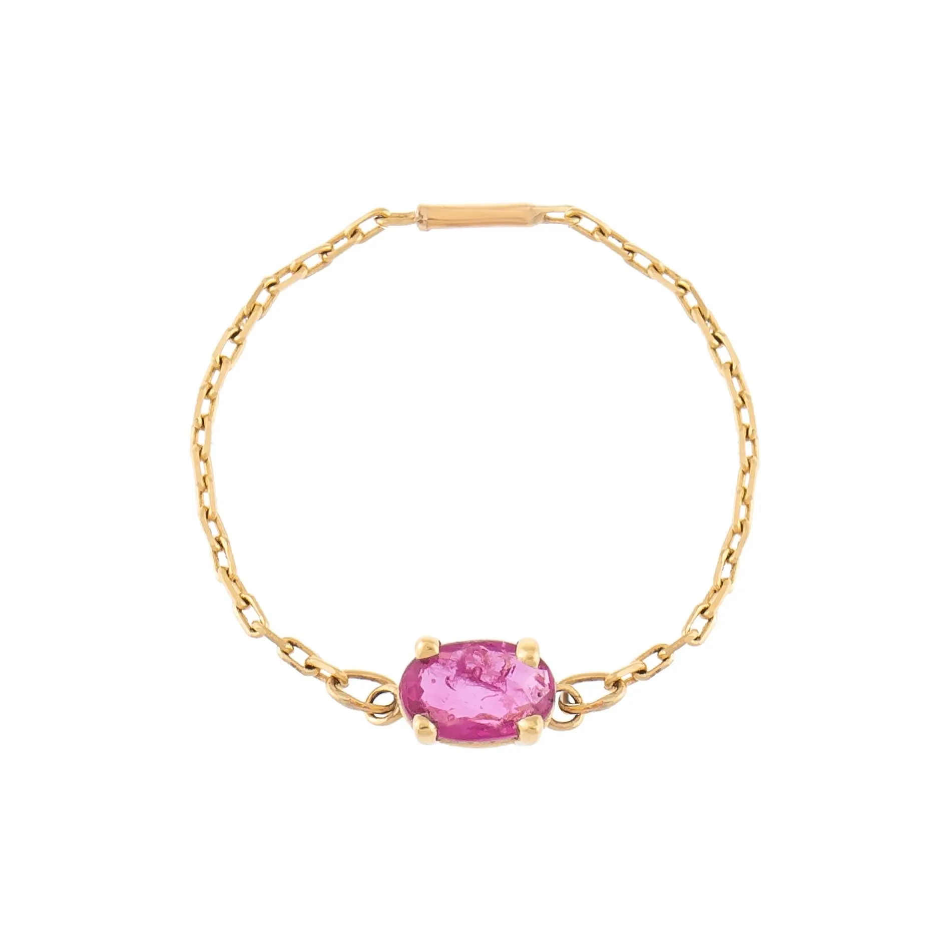 Gemstone Chain Ring 14K