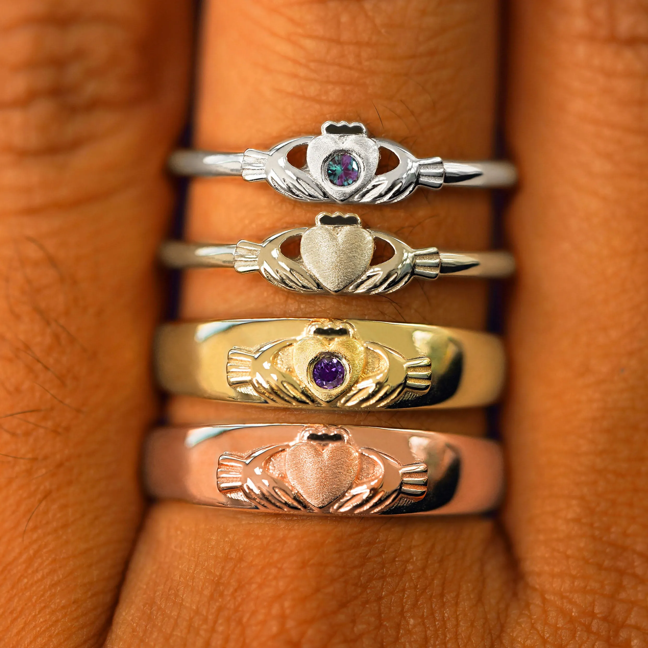 Gemstone Claddagh Ring