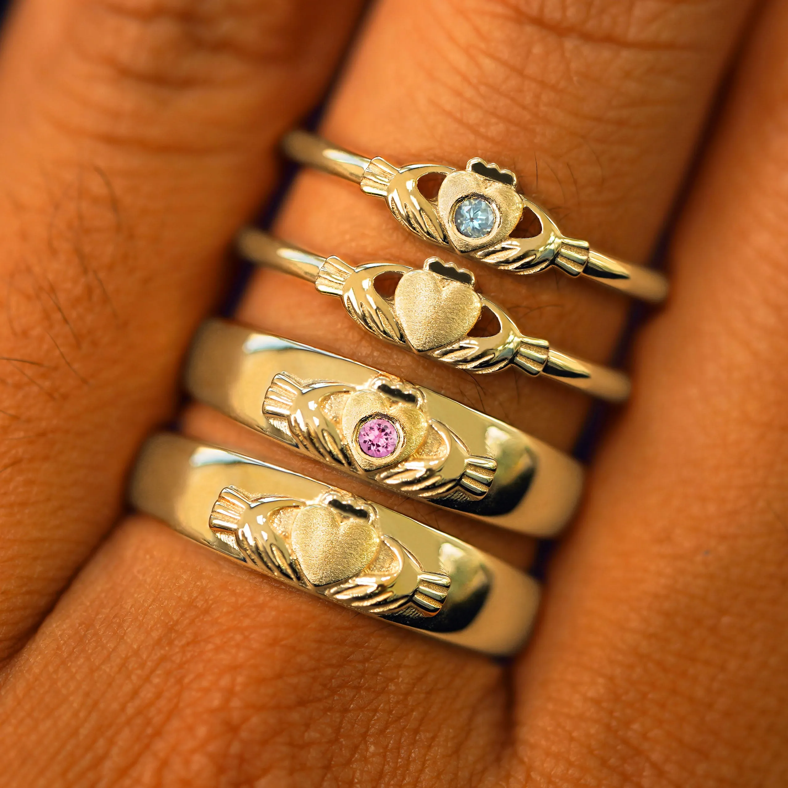 Gemstone Claddagh Ring