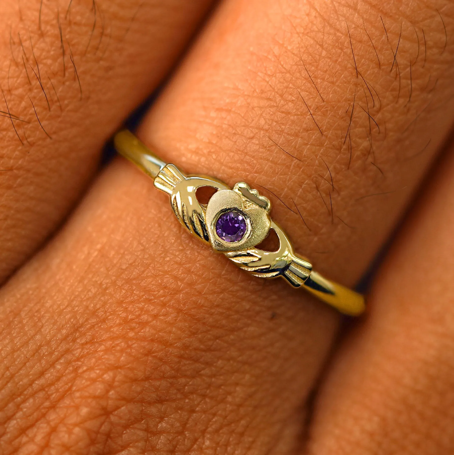 Gemstone Claddagh Ring