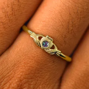 Gemstone Claddagh Ring