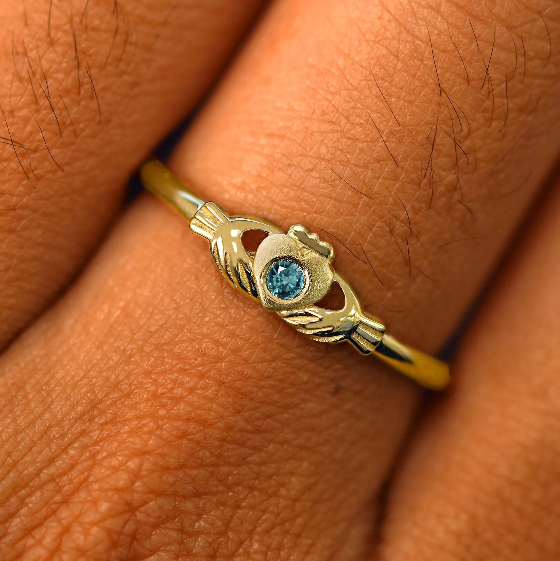 Gemstone Claddagh Ring