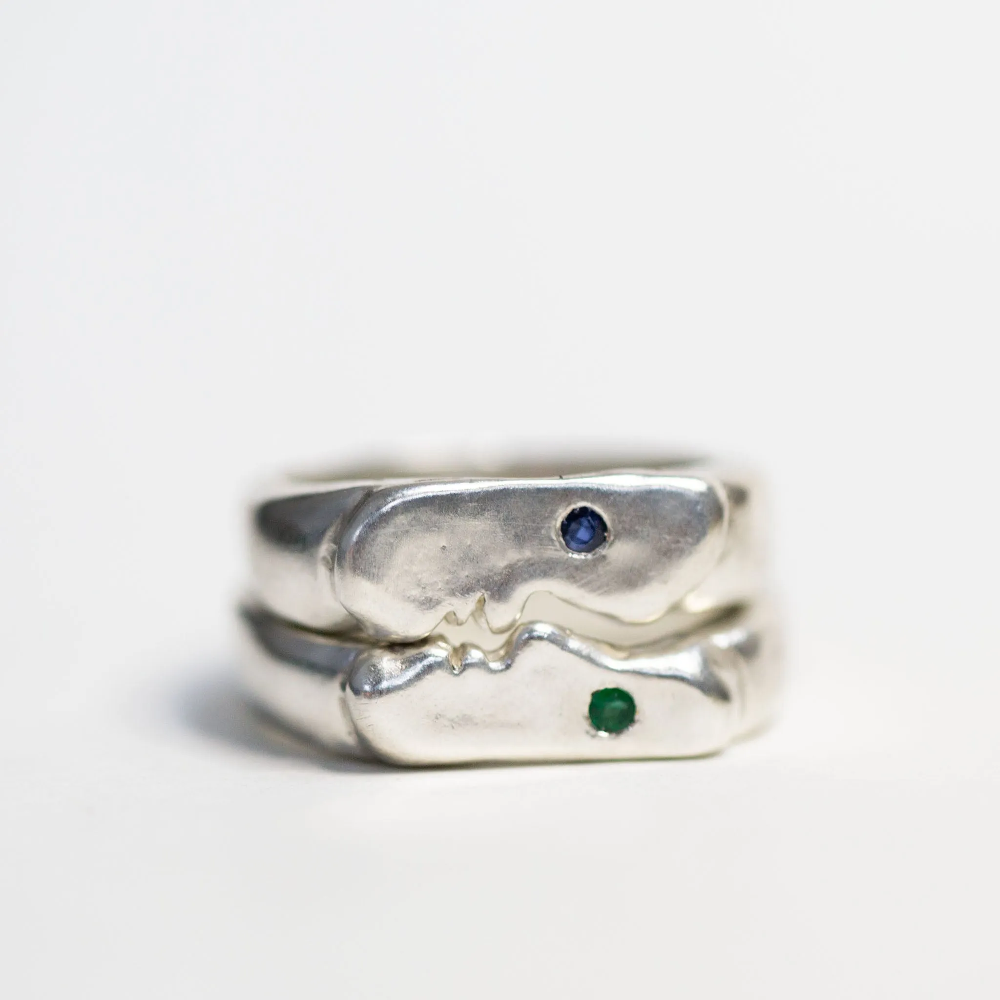 Gemstone Kiss Rings, Silver
