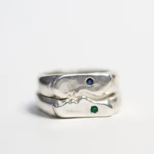 Gemstone Kiss Rings, Silver