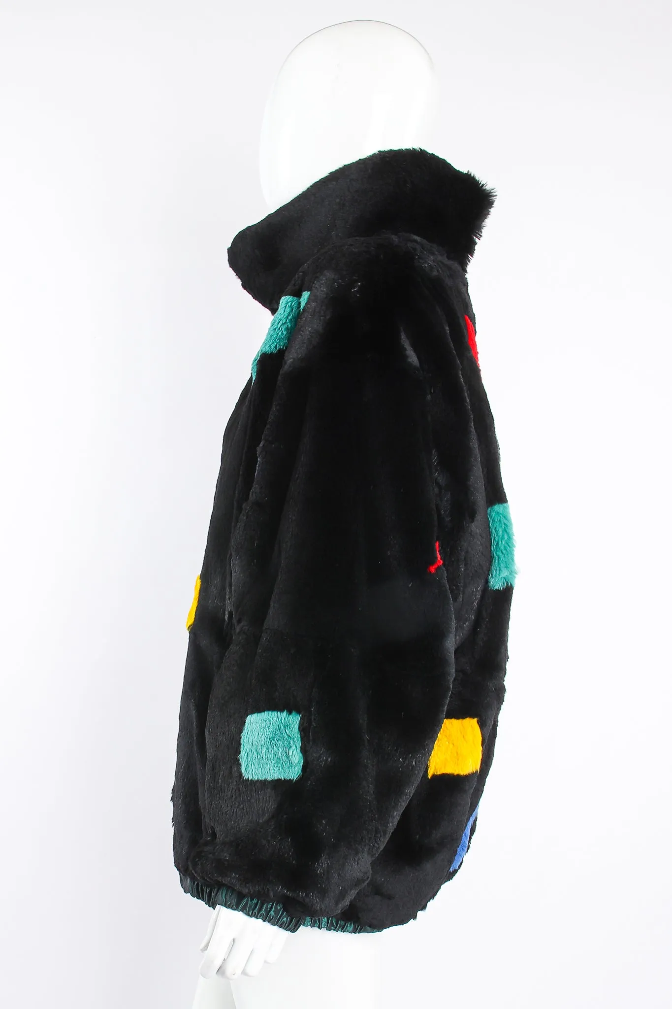 Geometric Fur Nylon Bomber