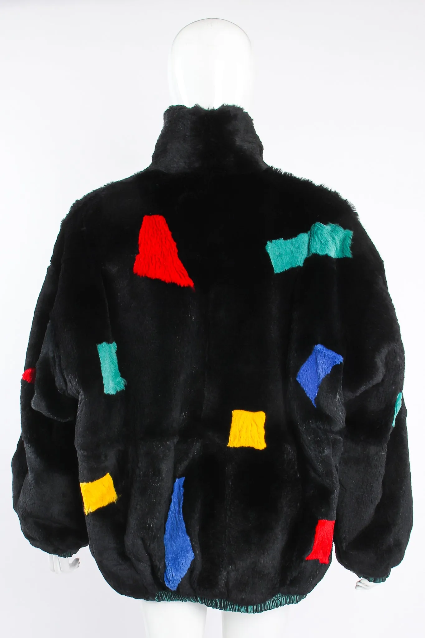 Geometric Fur Nylon Bomber