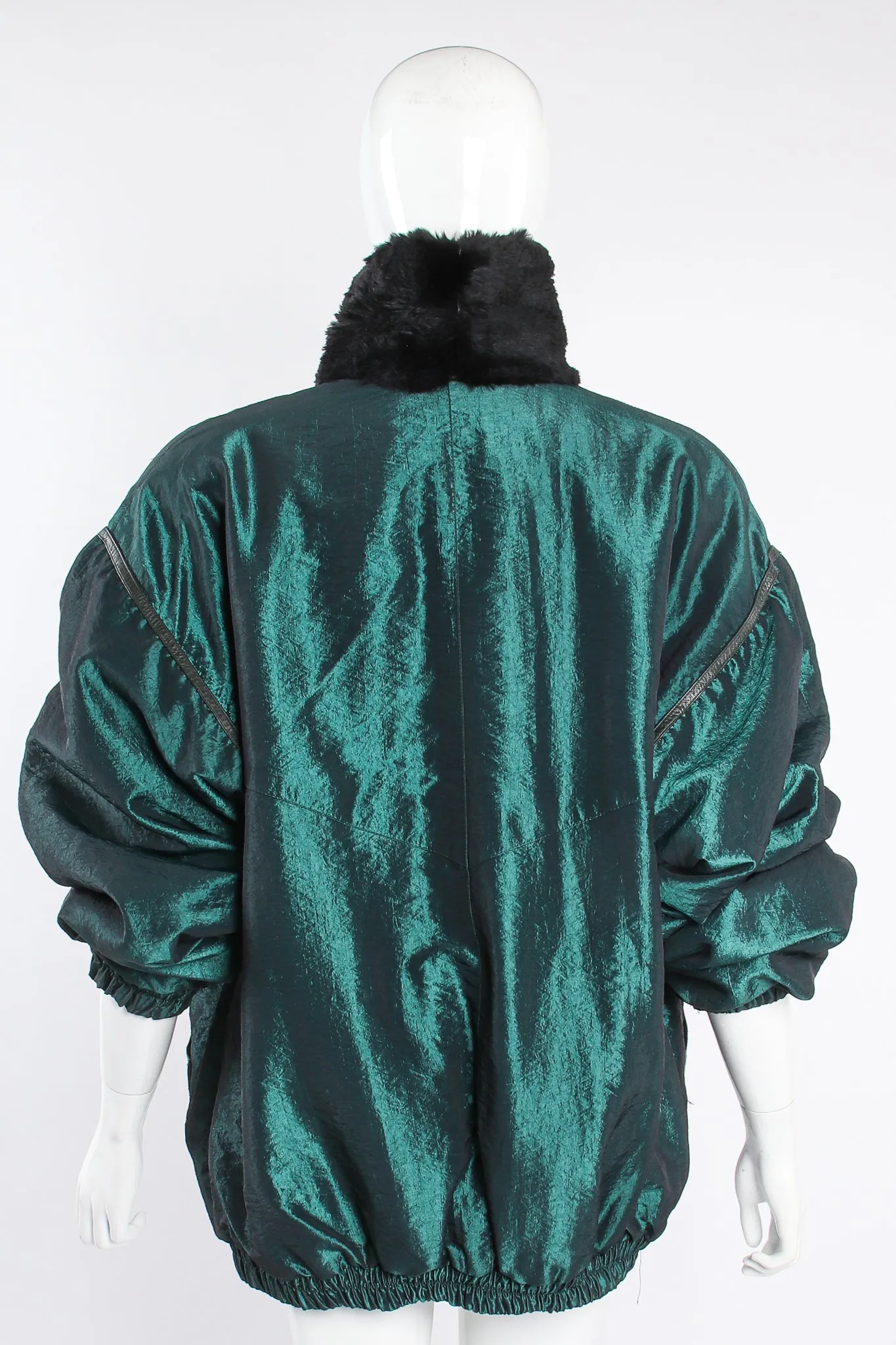 Geometric Fur Nylon Bomber