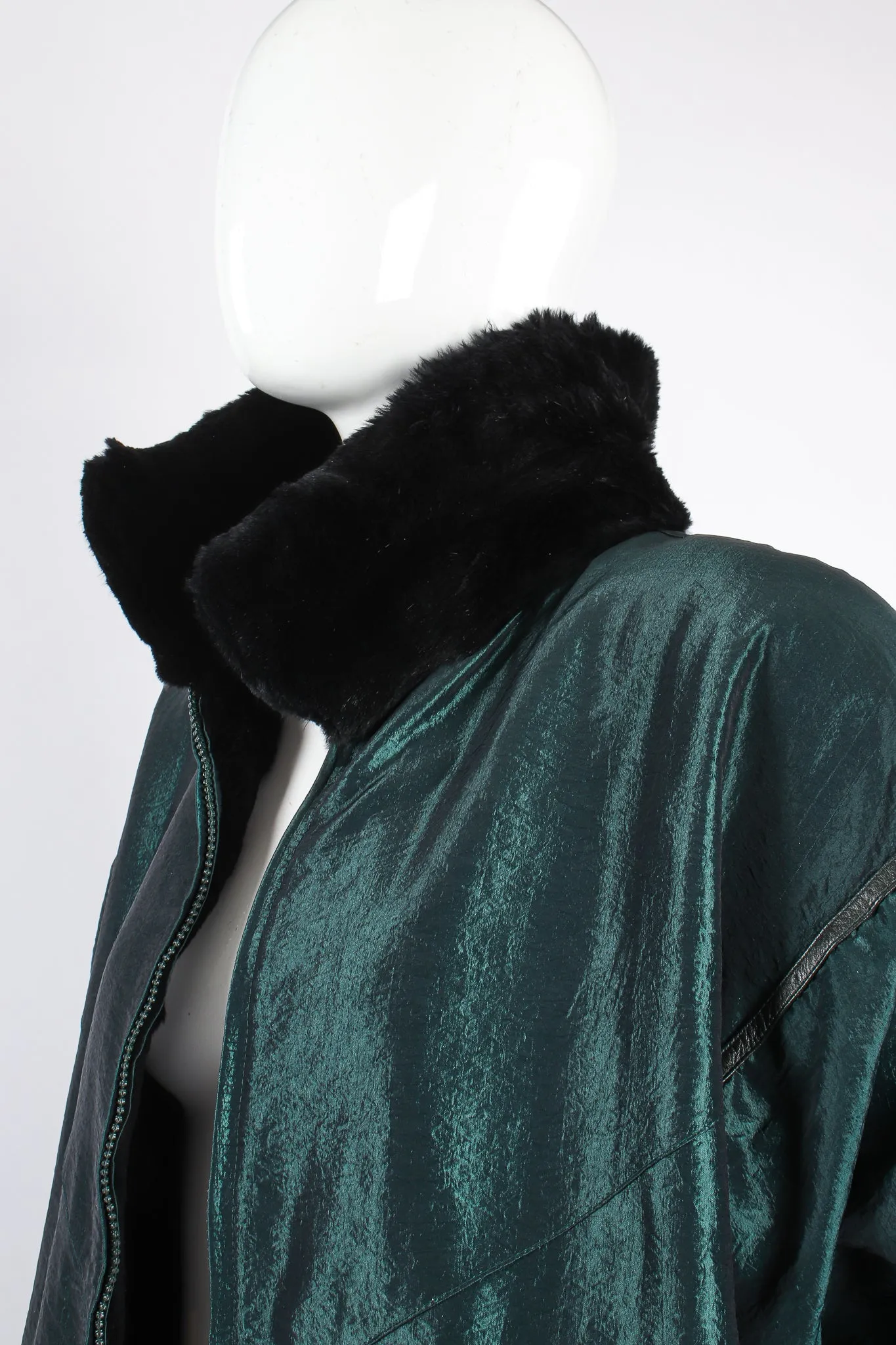 Geometric Fur Nylon Bomber