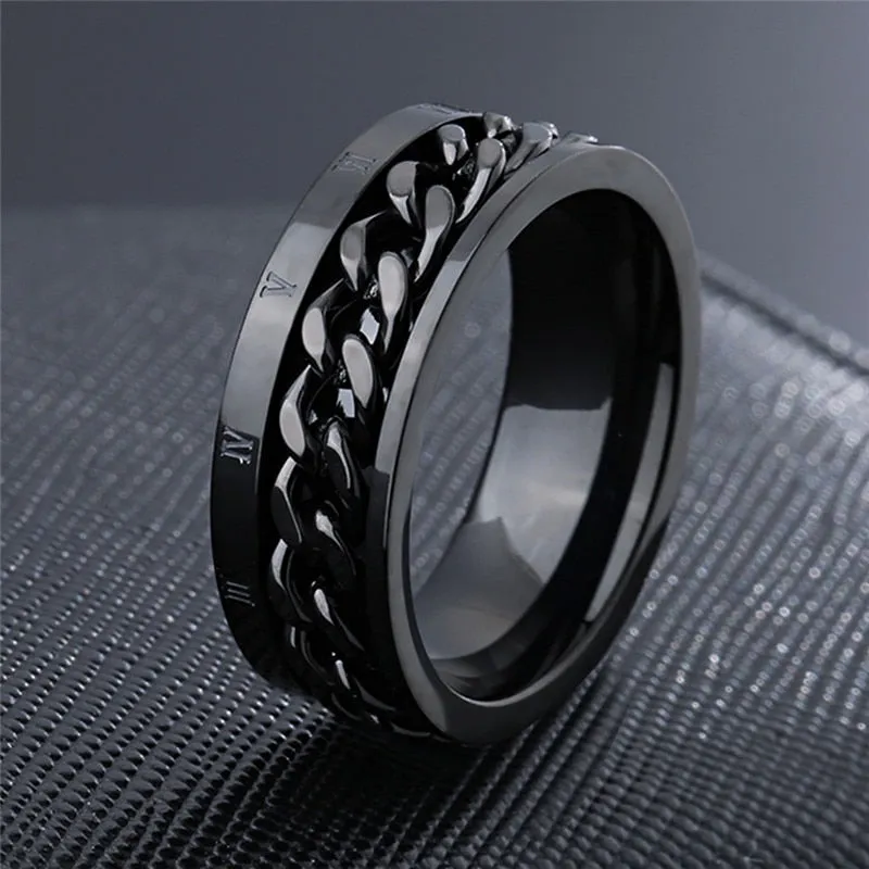 Gold Roman Numeral Ring Spinner Chain Women  Jewelry