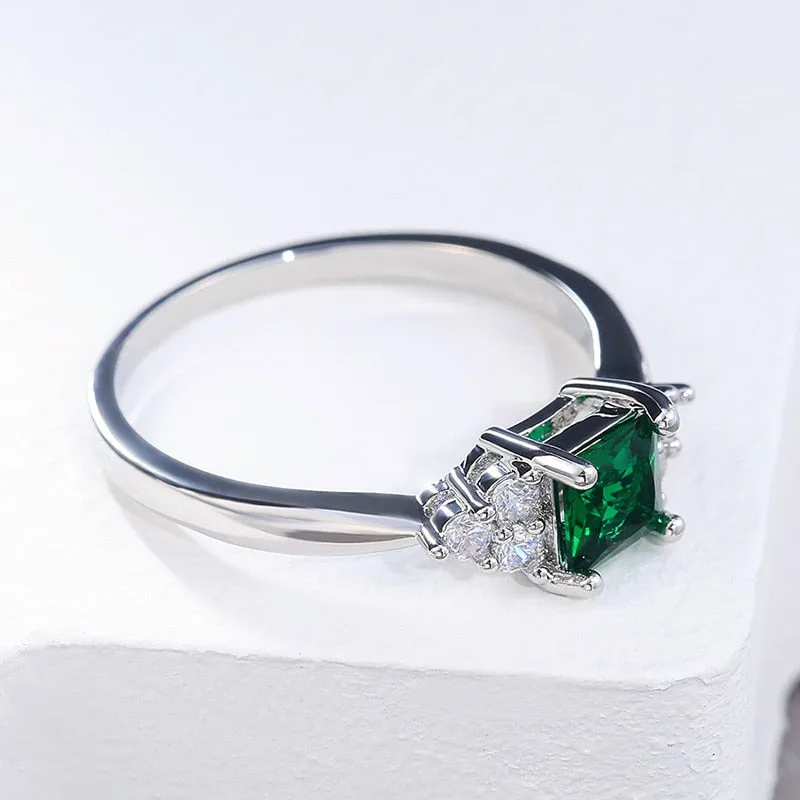 Green Stone ring Cubic Zircon Stone Proposal Engagement Rings
