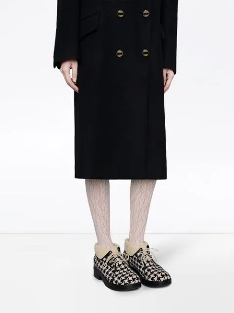 Gucci Houndstooth Lace up Bootie in White