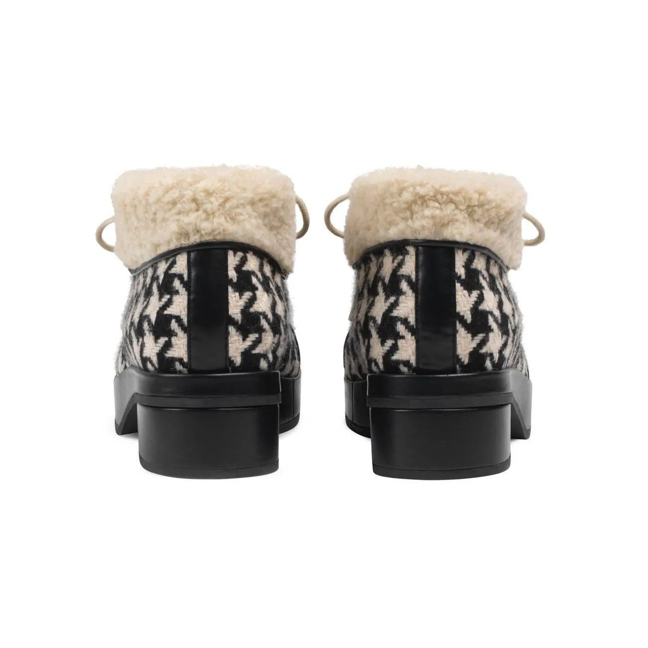 Gucci Houndstooth Lace up Bootie in White