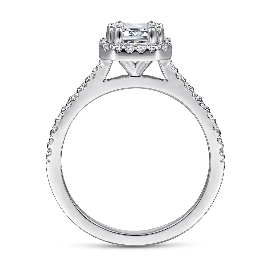 Halo Emerald Cut Diamond Engagement Mounting