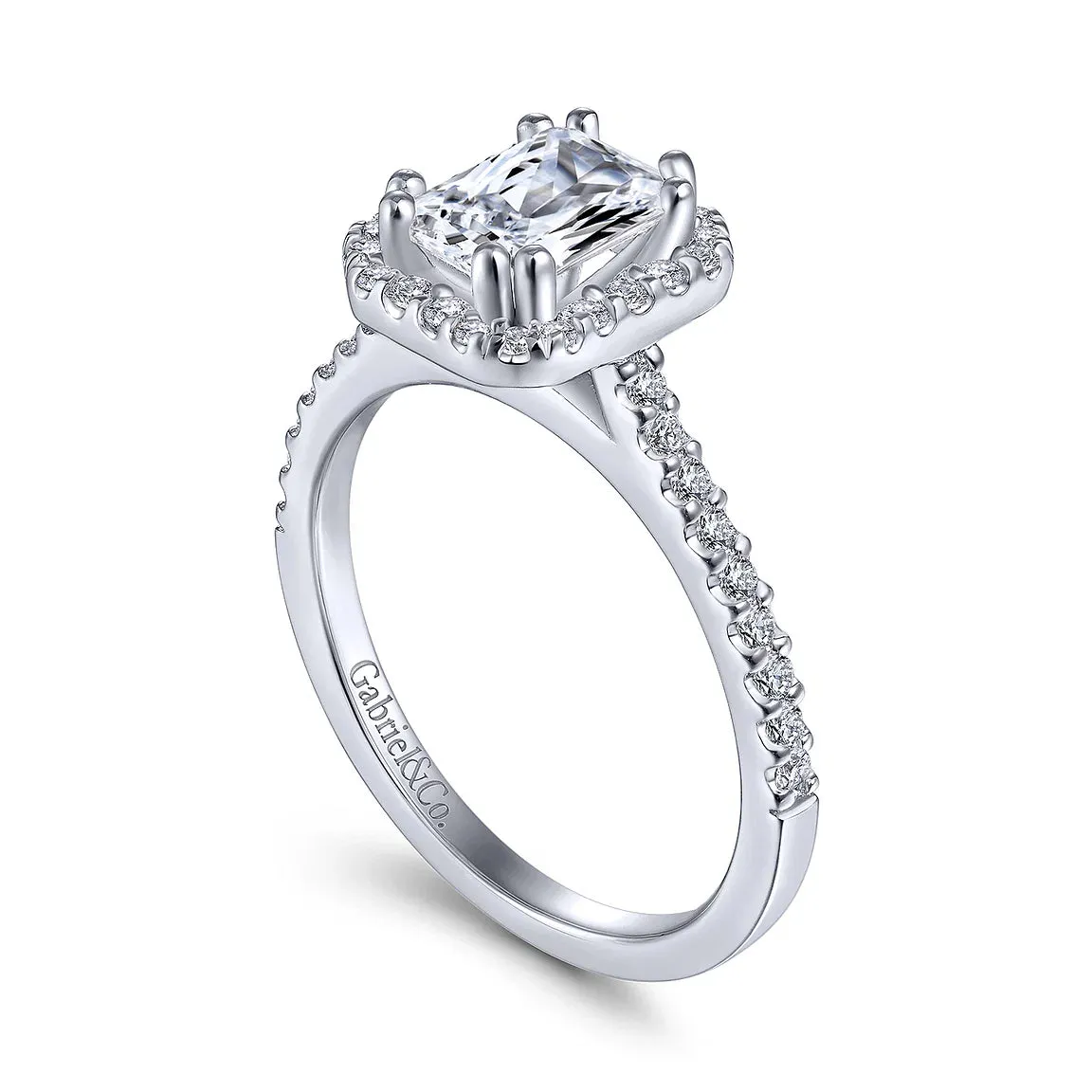 Halo Emerald Cut Diamond Engagement Mounting