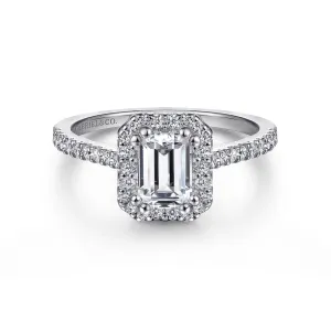 Halo Emerald Cut Diamond Engagement Mounting