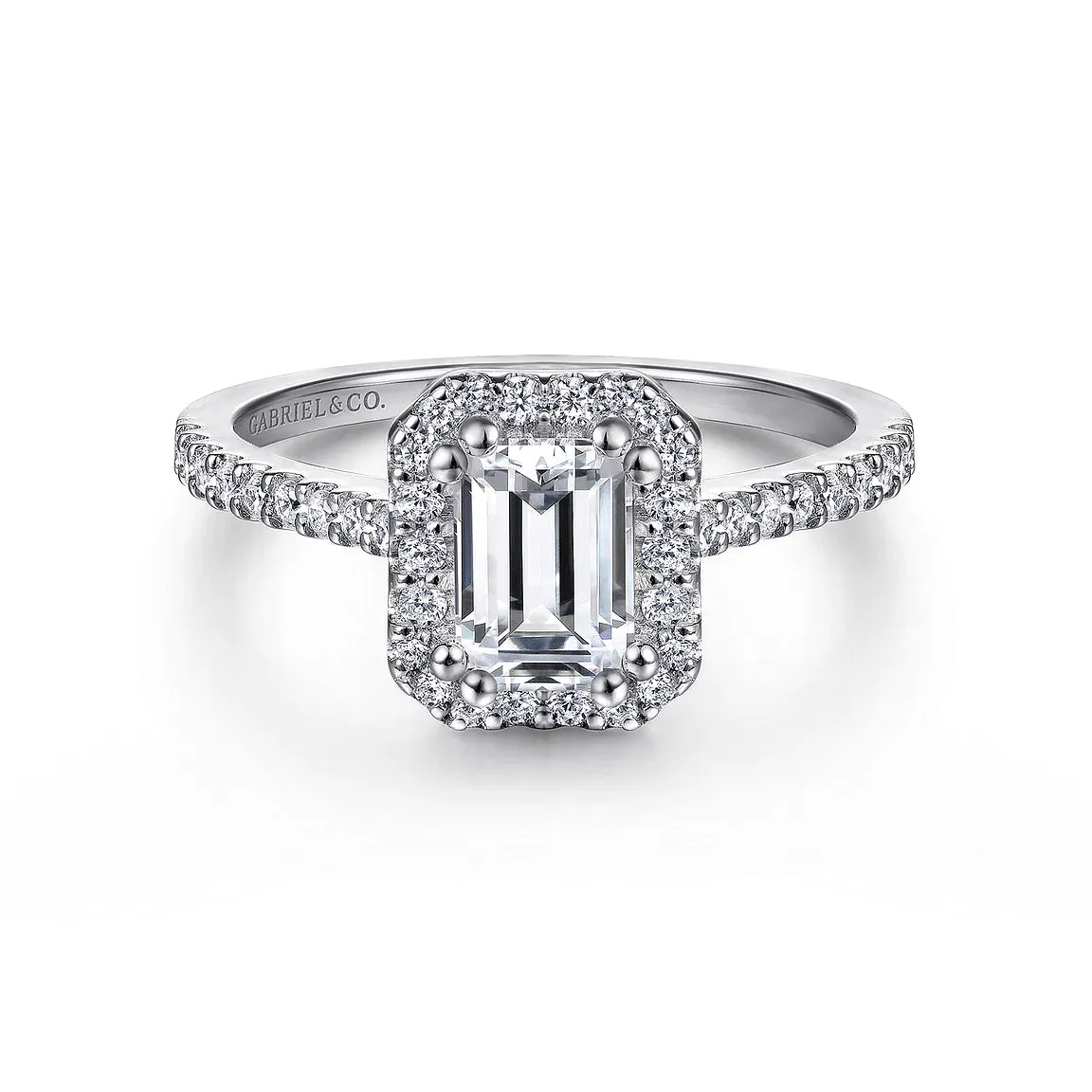 Halo Emerald Cut Diamond Engagement Mounting