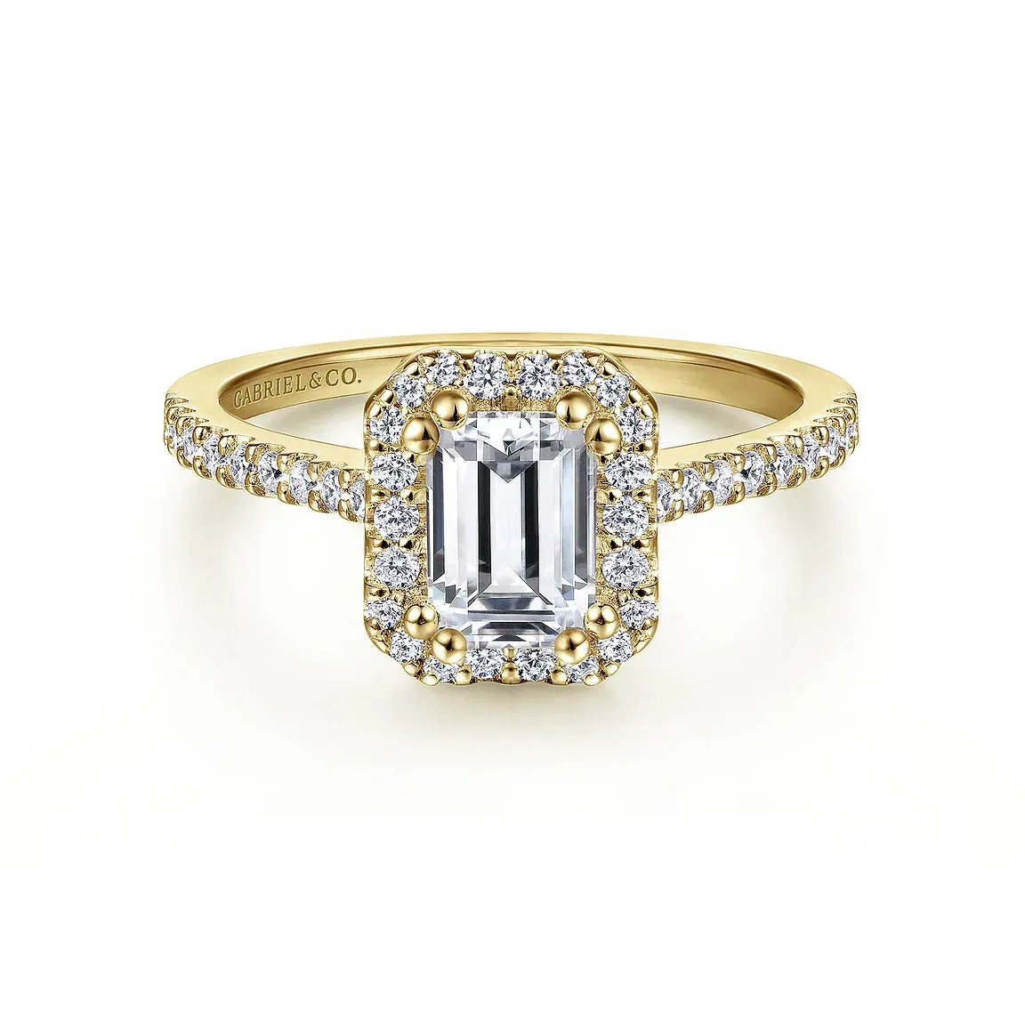 Halo Emerald Cut Diamond Engagement Mounting