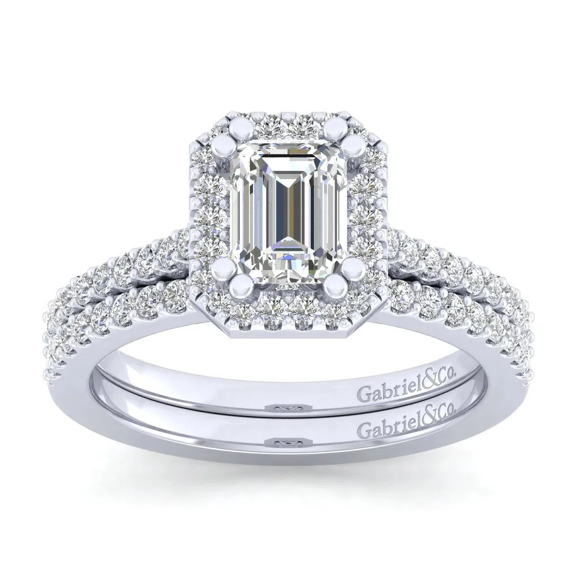 Halo Emerald Cut Diamond Engagement Mounting