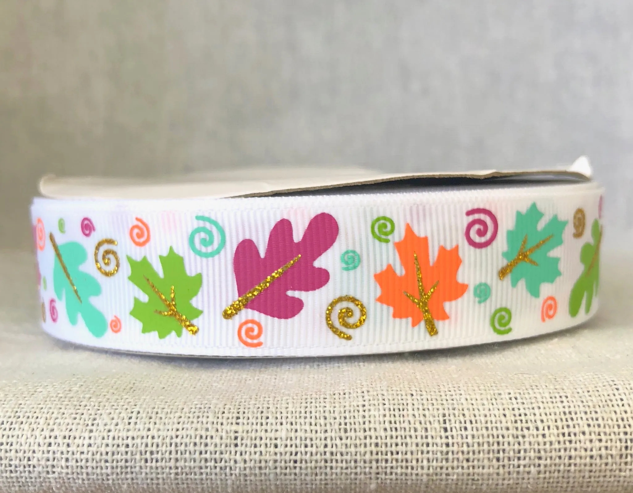 Happy Fall Y'all USDR Ribbon - 7/8 Inch - Leaves