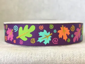 Happy Fall Y'all USDR Ribbon - 7/8 Inch - Leaves