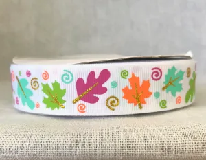 Happy Fall Y'all USDR Ribbon - 7/8 Inch - Leaves