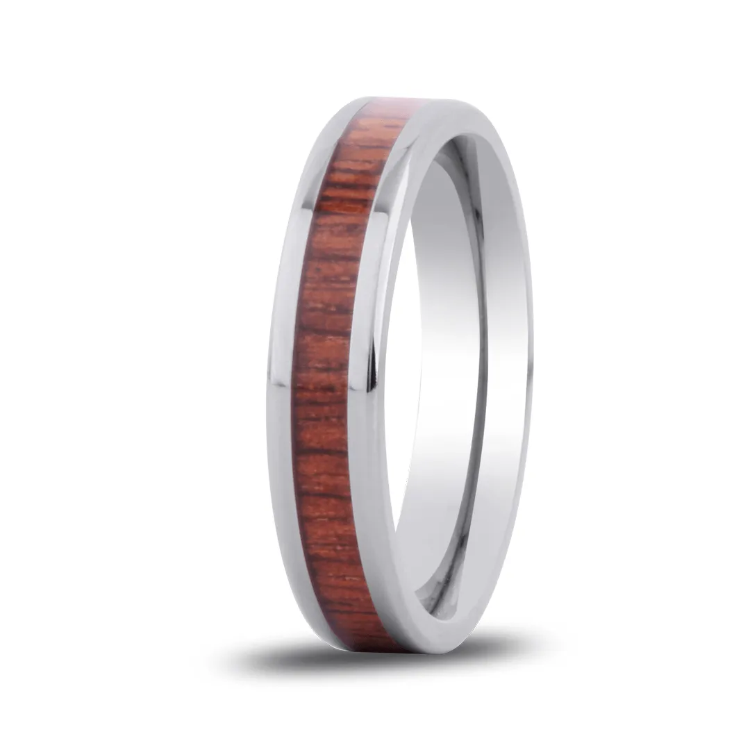 Hawaiian Koa Wood Thin Titanium Ring
