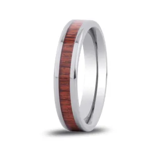 Hawaiian Koa Wood Thin Titanium Ring