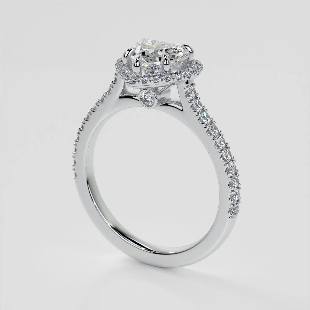 Heart Cut Halo Engagement Ring With Accents