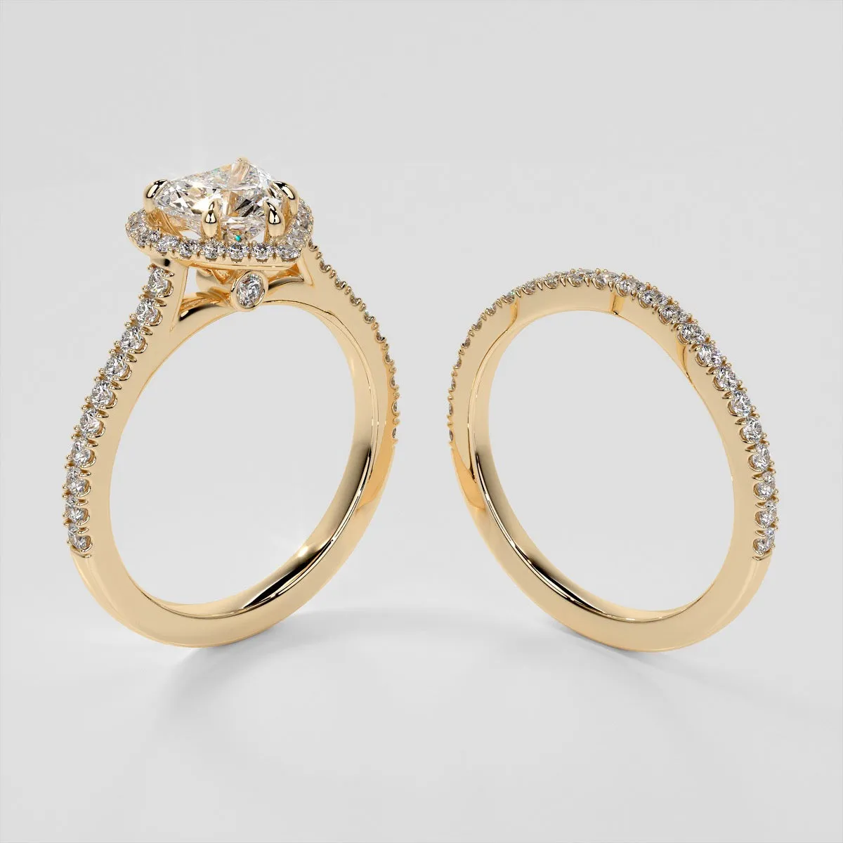 Heart Cut Halo Engagement Ring With Accents