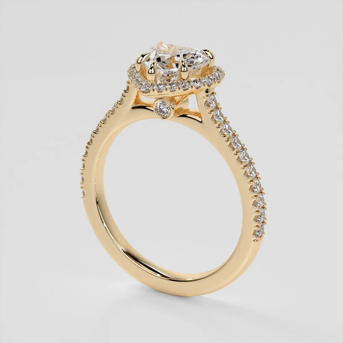 Heart Cut Halo Engagement Ring With Accents