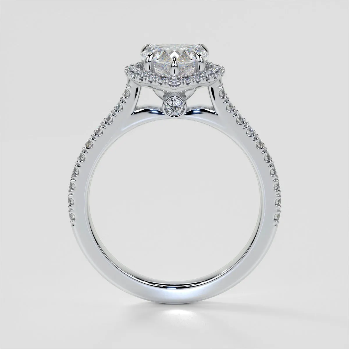 Heart Cut Halo Engagement Ring With Accents