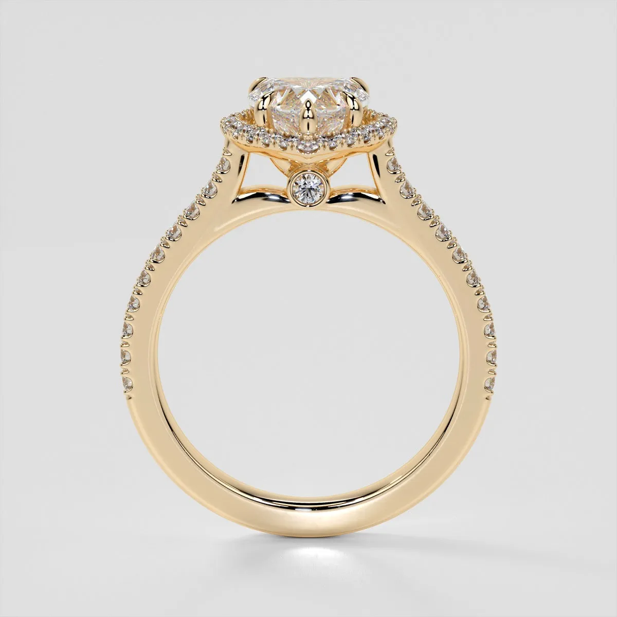Heart Cut Halo Engagement Ring With Accents