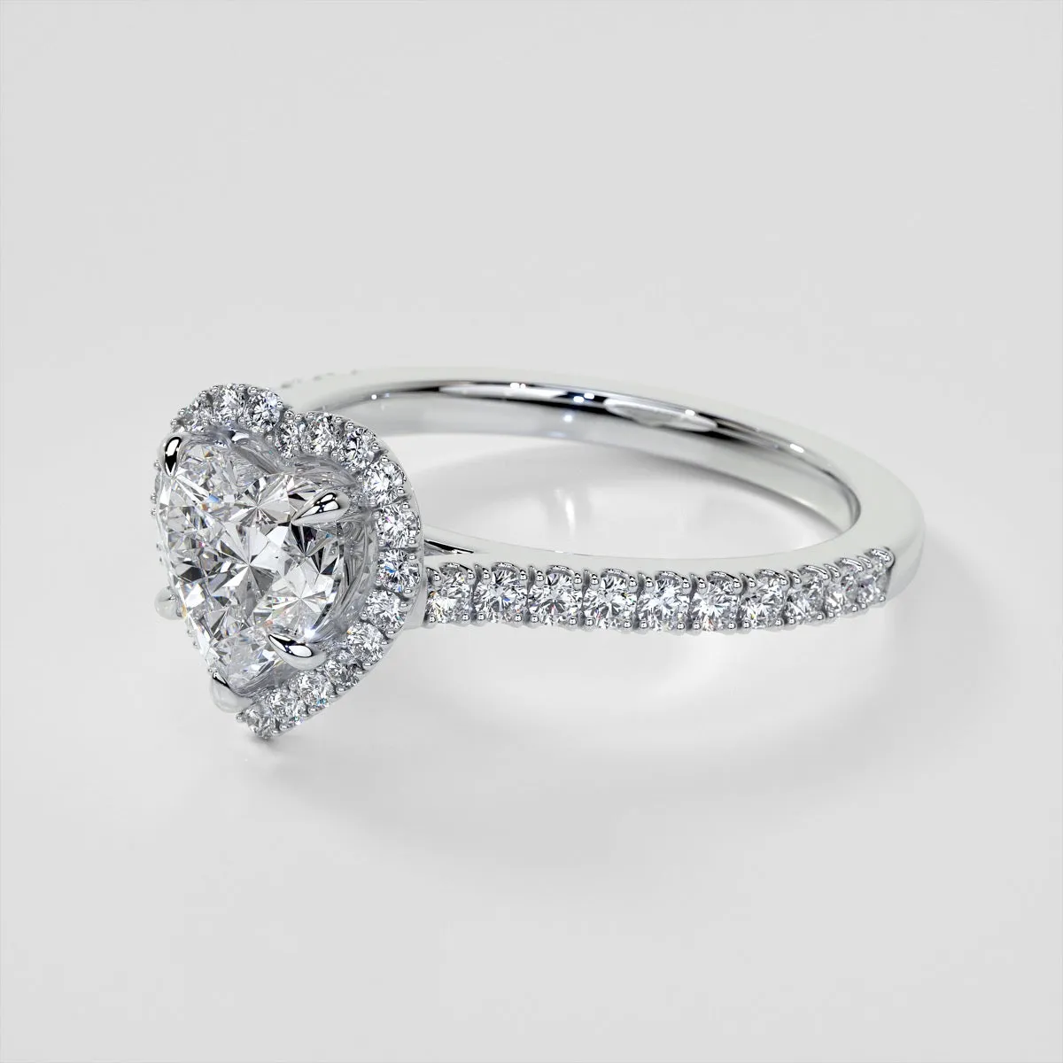 Heart Cut Halo Engagement Ring With Accents