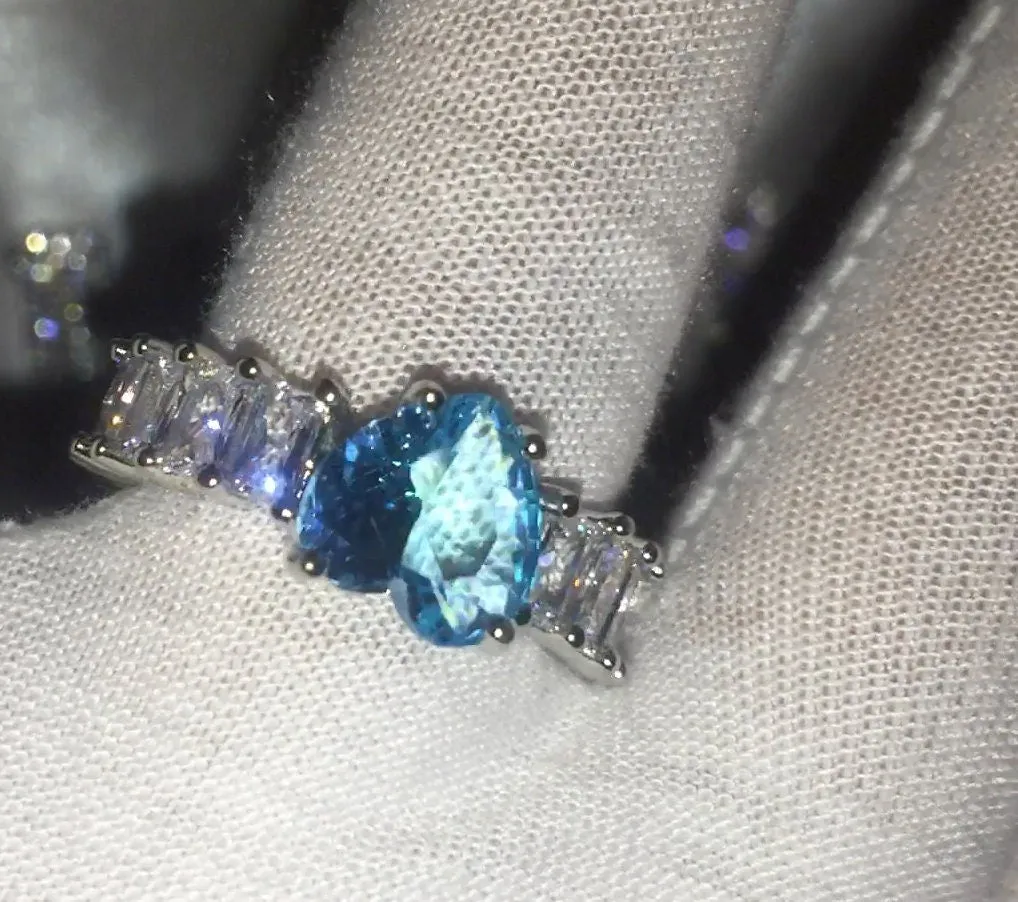 Heart Ring | Heart Shaped Ring | Heart Shape Ring | Eternity Ring | Aquamarine Ring | Topaz Ring | Blue Diamond Ring | Womens Eternity Ring