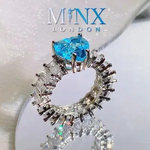 Heart Ring | Heart Shaped Ring | Heart Shape Ring | Eternity Ring | Aquamarine Ring | Topaz Ring | Blue Diamond Ring | Womens Eternity Ring