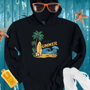 Hello Summer Hoodie Vibrant Surf Scene Beach Vibes