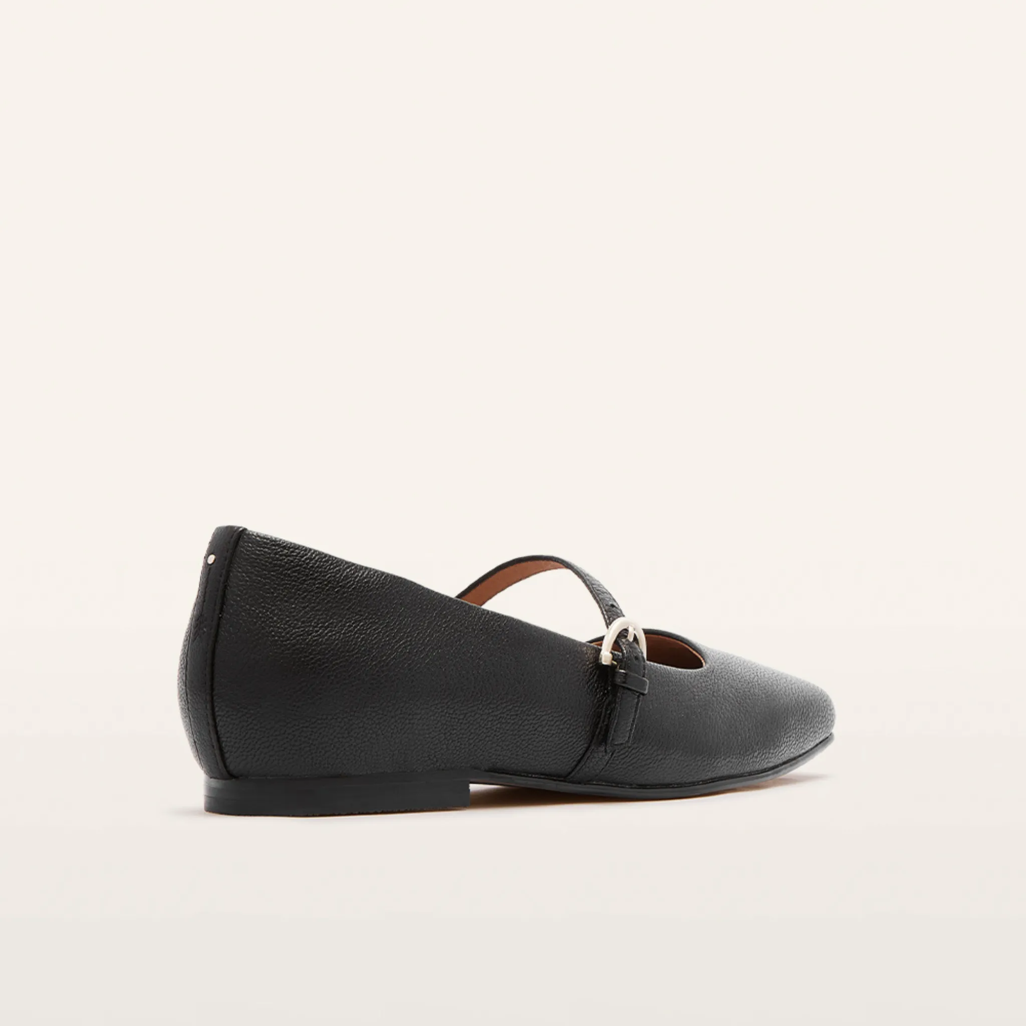 Hepburn Black Tumbled Leather Ballet Flats