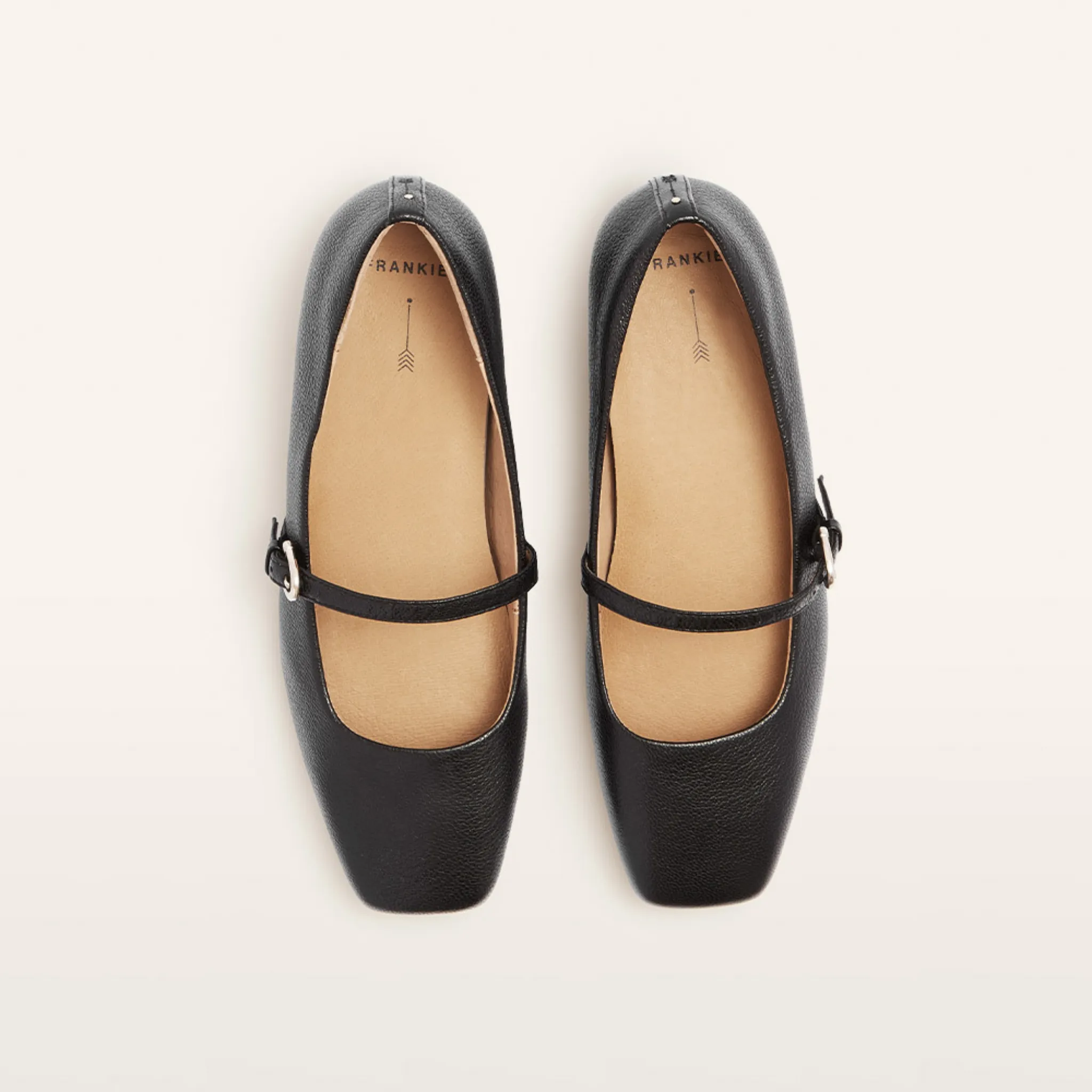 Hepburn Black Tumbled Leather Ballet Flats