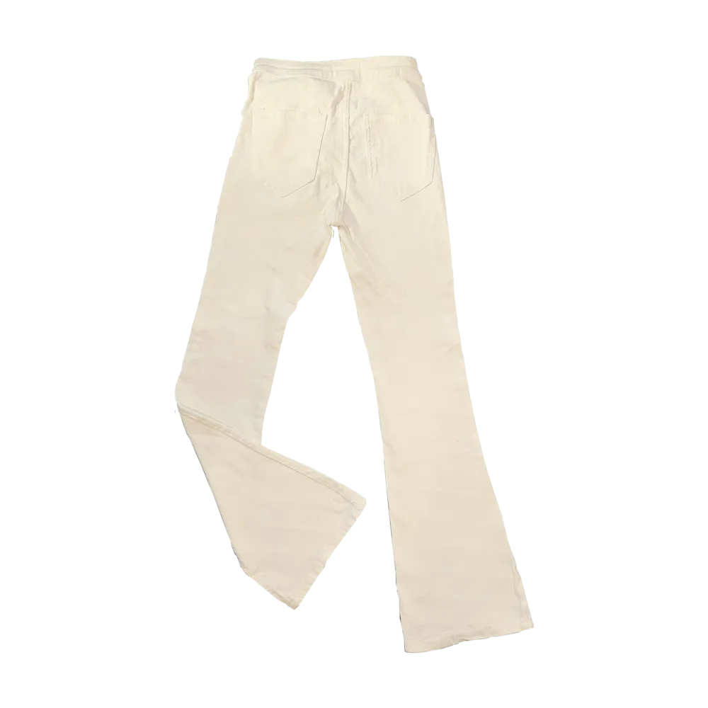 High waist Flared / Bootcut Off White Denim - Size 36 - Bershka
