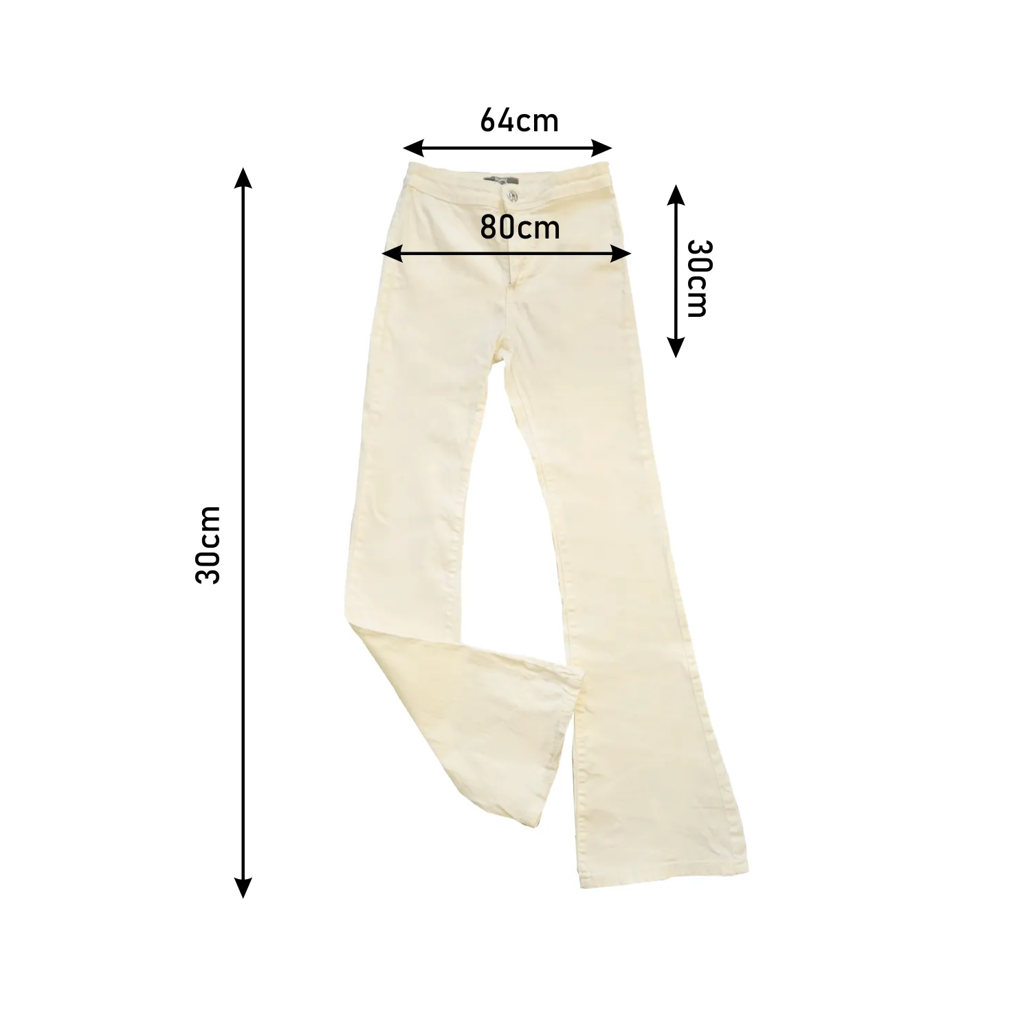 High waist Flared / Bootcut Off White Denim - Size 36 - Bershka