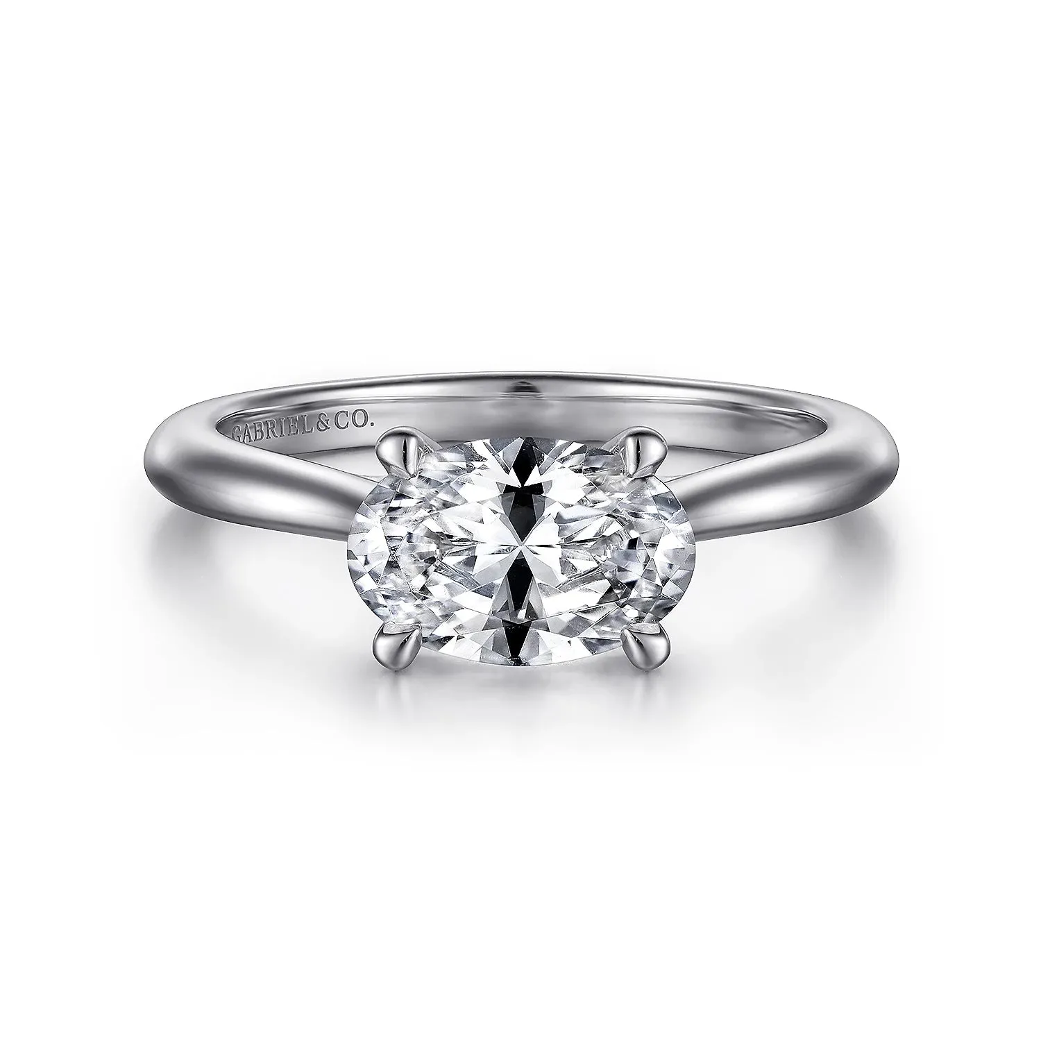 Horizontal Oval Solitaire Engagement Ring Mounting