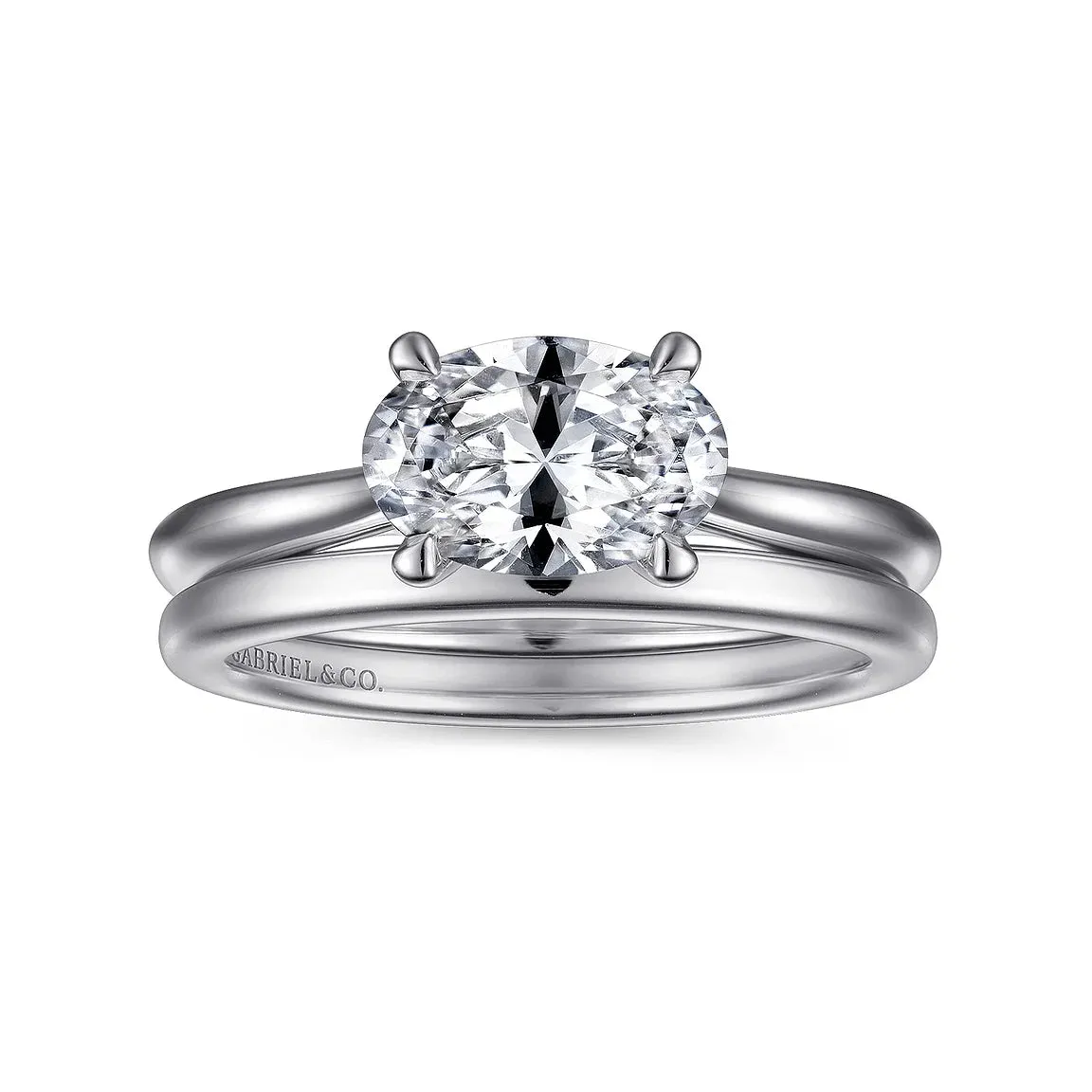 Horizontal Oval Solitaire Engagement Ring Mounting