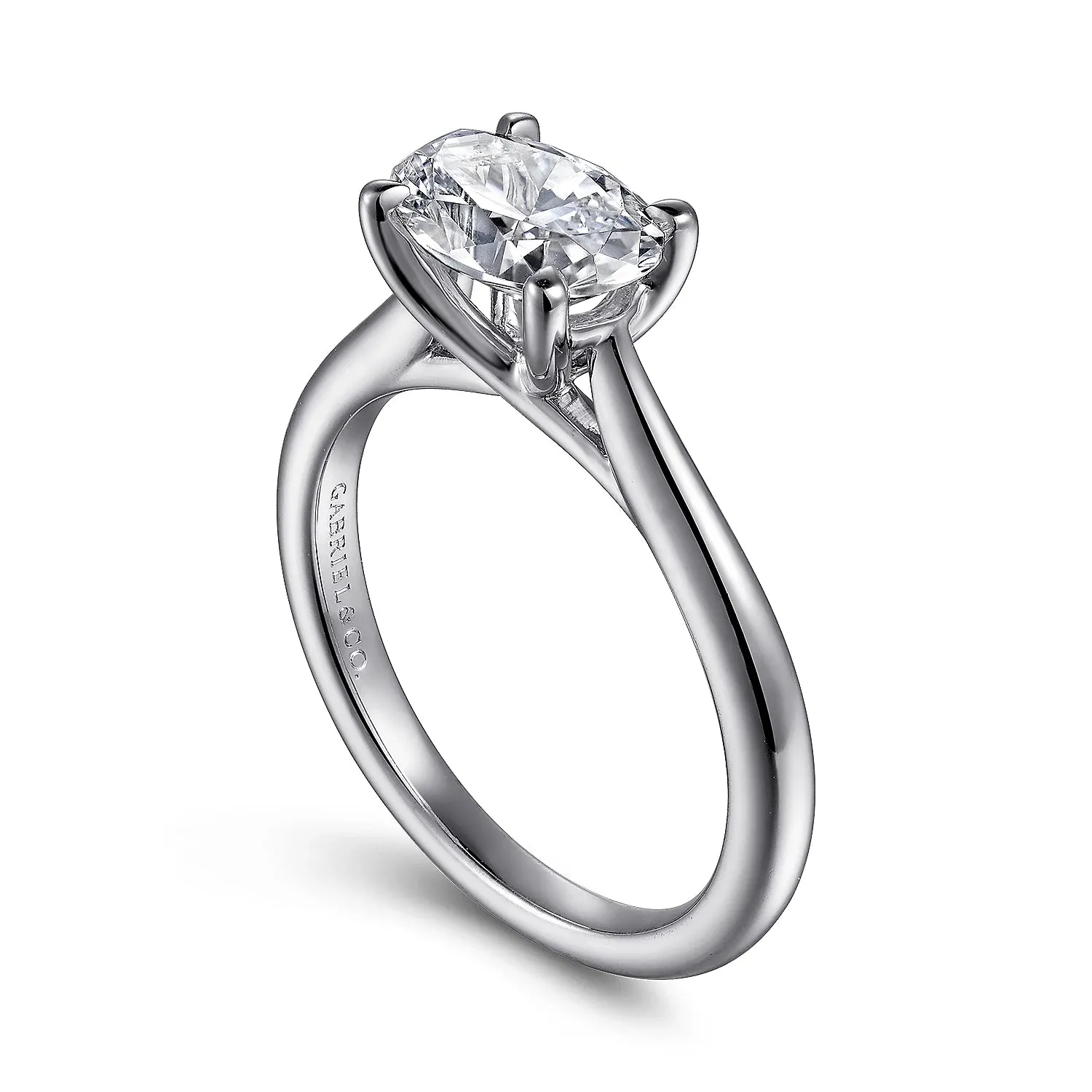 Horizontal Oval Solitaire Engagement Ring Mounting