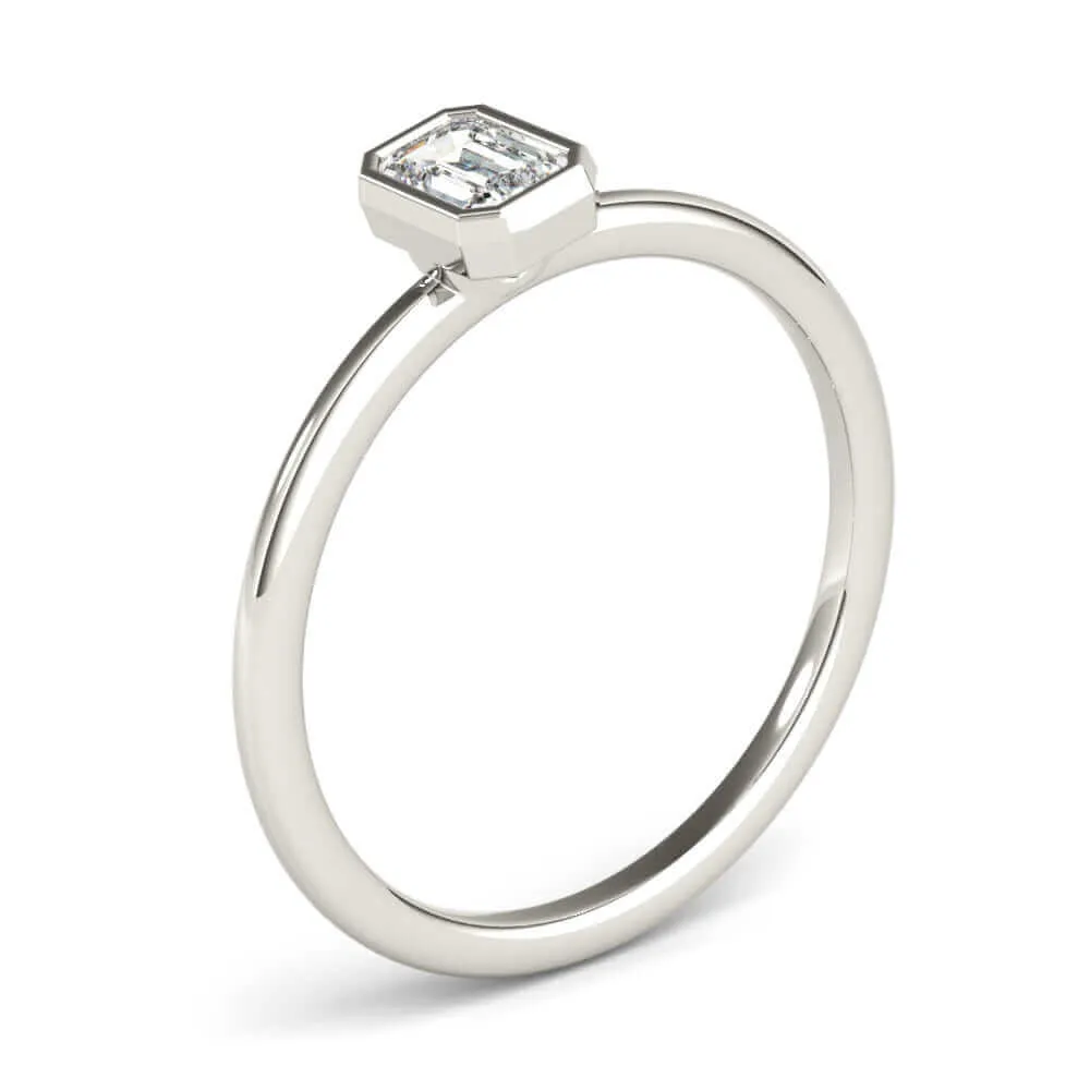 JewelMore 1/3 CT. Certified Emerald Diamond Bezel-Set Solitaire Engagement Ring in 14K Gold H-I / VS2-SI1) / from our Luxury Collection