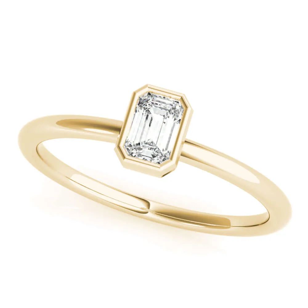 JewelMore 1/3 CT. Certified Emerald Diamond Bezel-Set Solitaire Engagement Ring in 14K Gold H-I / VS2-SI1) / from our Luxury Collection